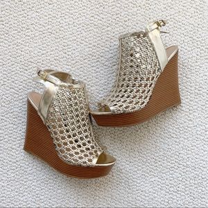 JustFab metallic gold wedges 9